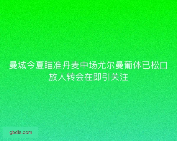 曼城今夏瞄准丹麦中场尤尔曼葡体已松口放人转会在即引关注