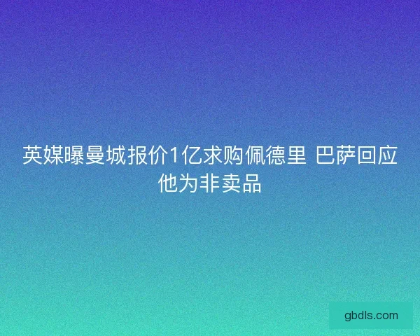 英媒曝曼城报价1亿求购佩德里 巴萨回应他为非卖品